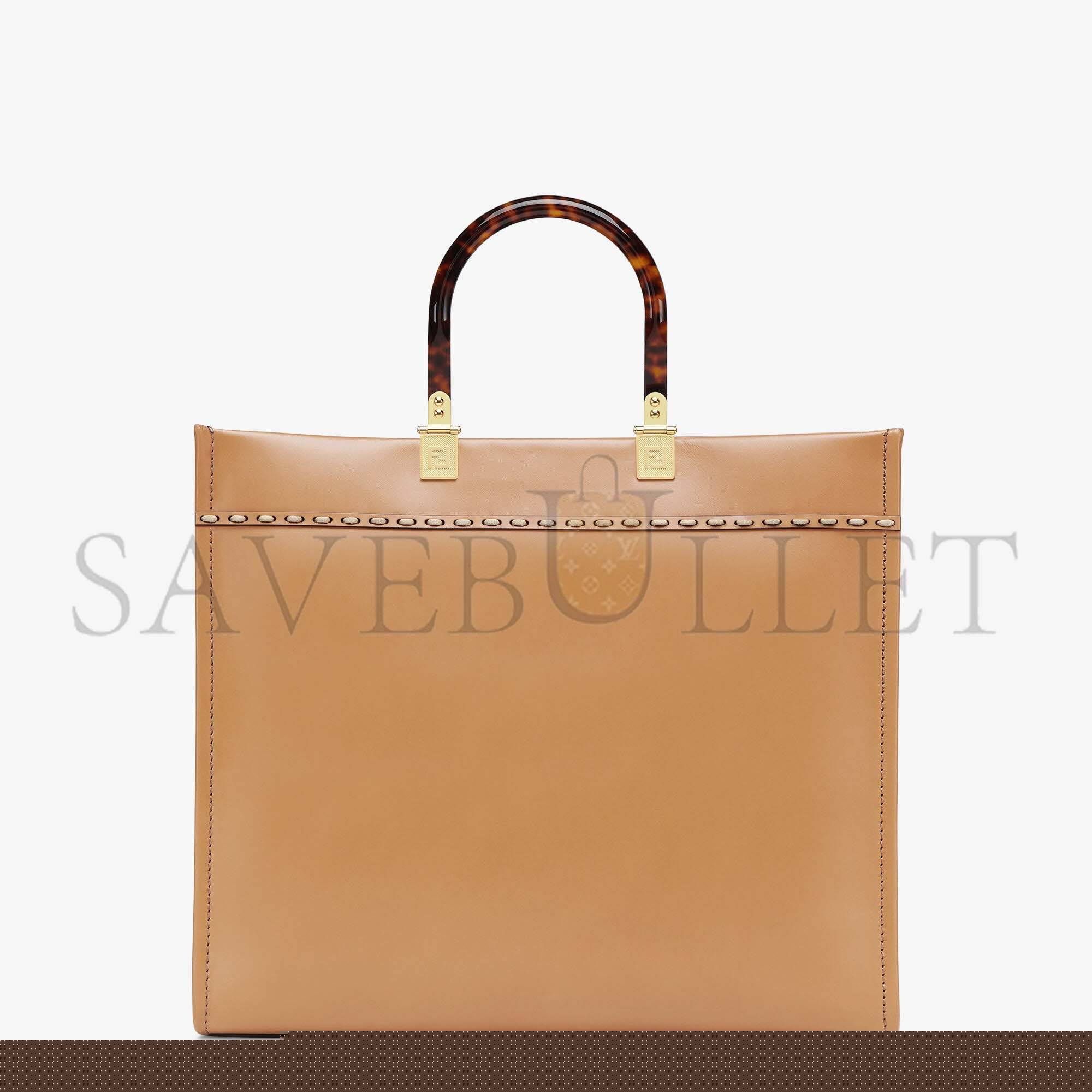 F**di sunshine medium - light brown leather and elaphe shopper bag 8bh386ahn5f1feo (35*31*17cm)