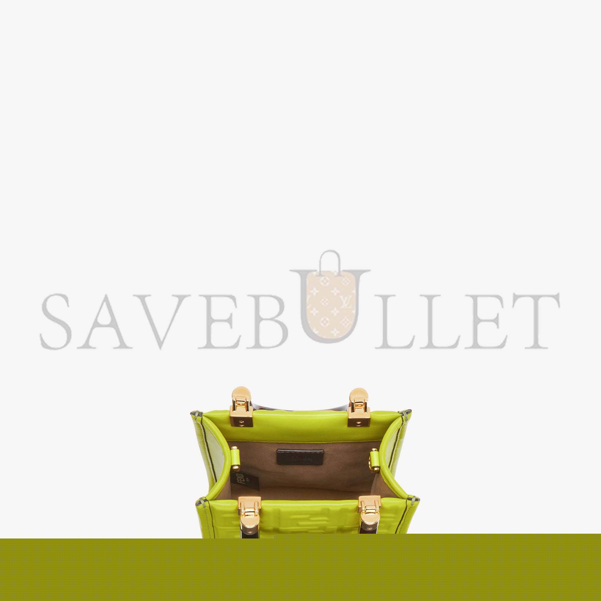 F**di mini sunshine shopper - acid green leather mini-bag 8bs051amcif1jcp (18*13*6.5cm)
