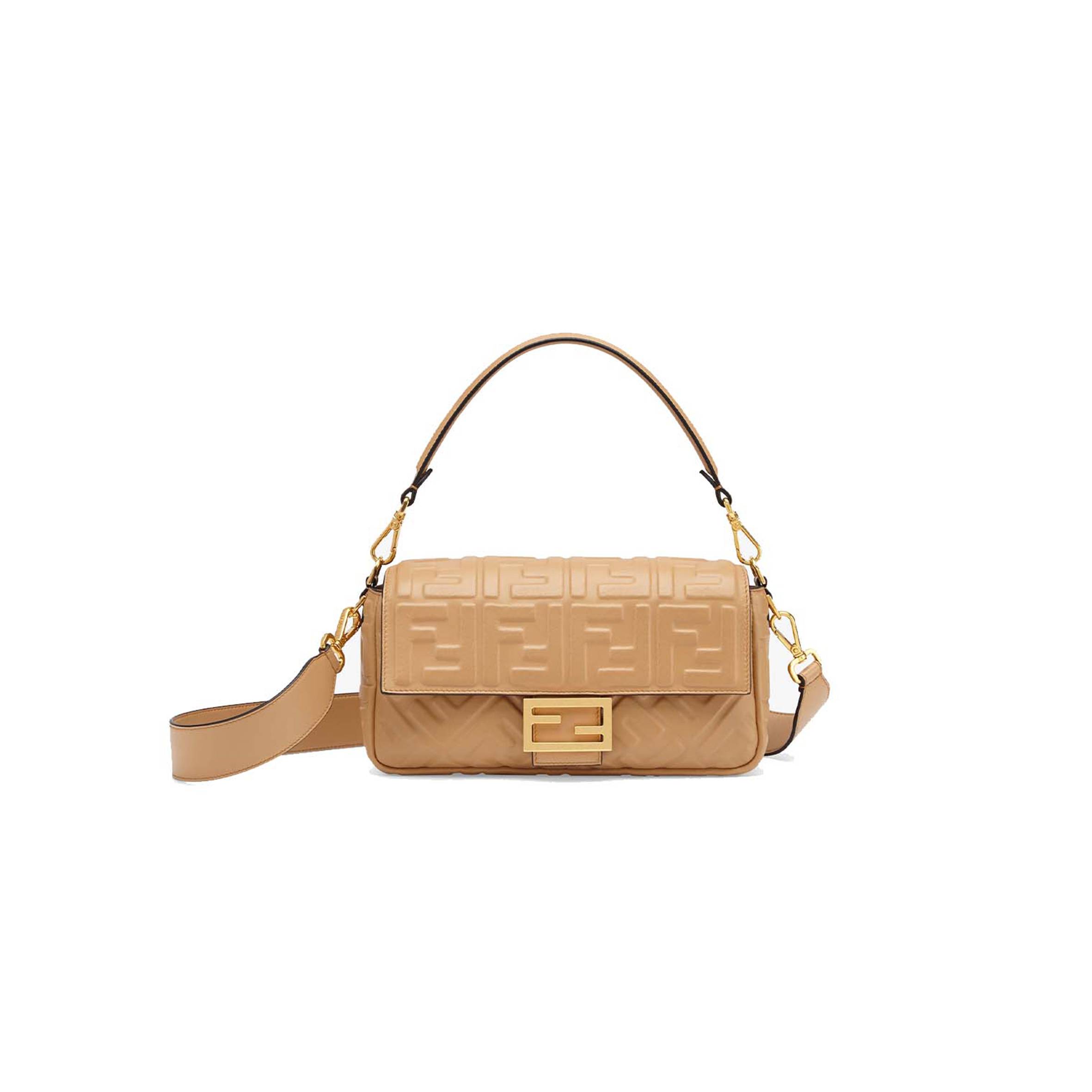 F**di baguette - beige leather bag 8br600a72vf1bz2 (27*15*6cm)