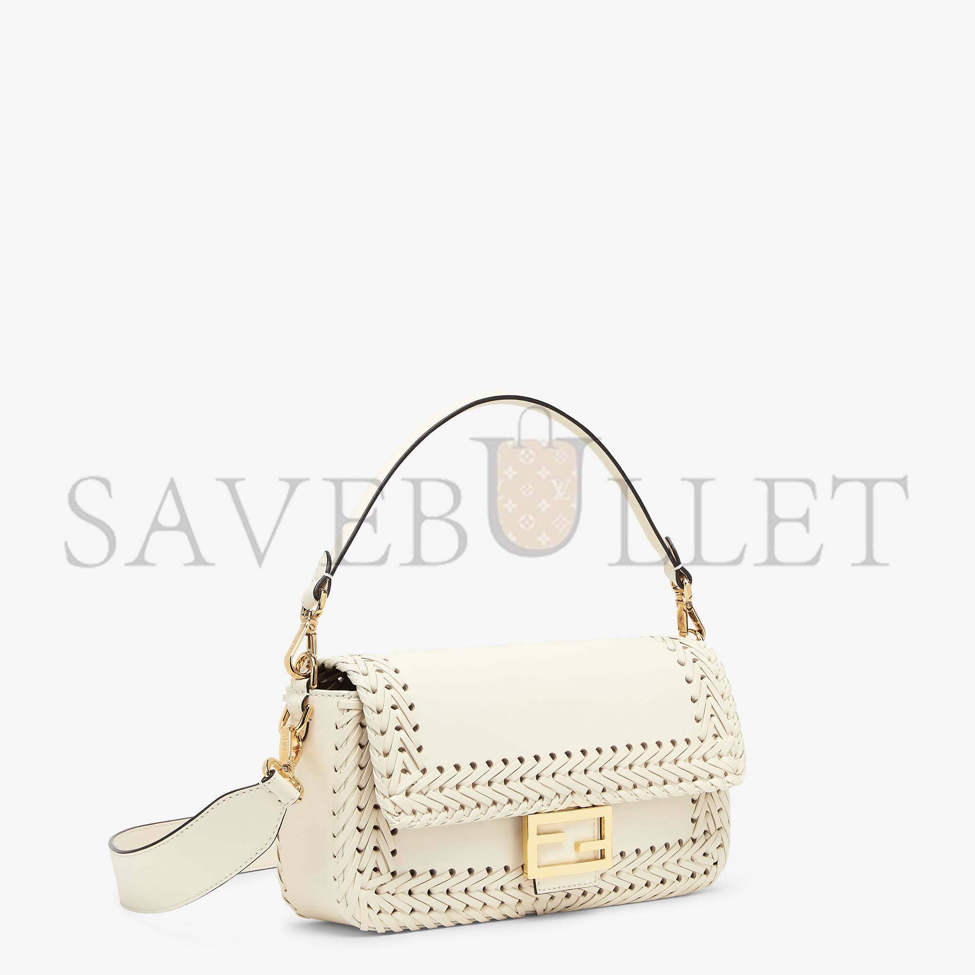 F**di baguette - white leather bag 8br600ahwdf0k7e (27*15*6cm)