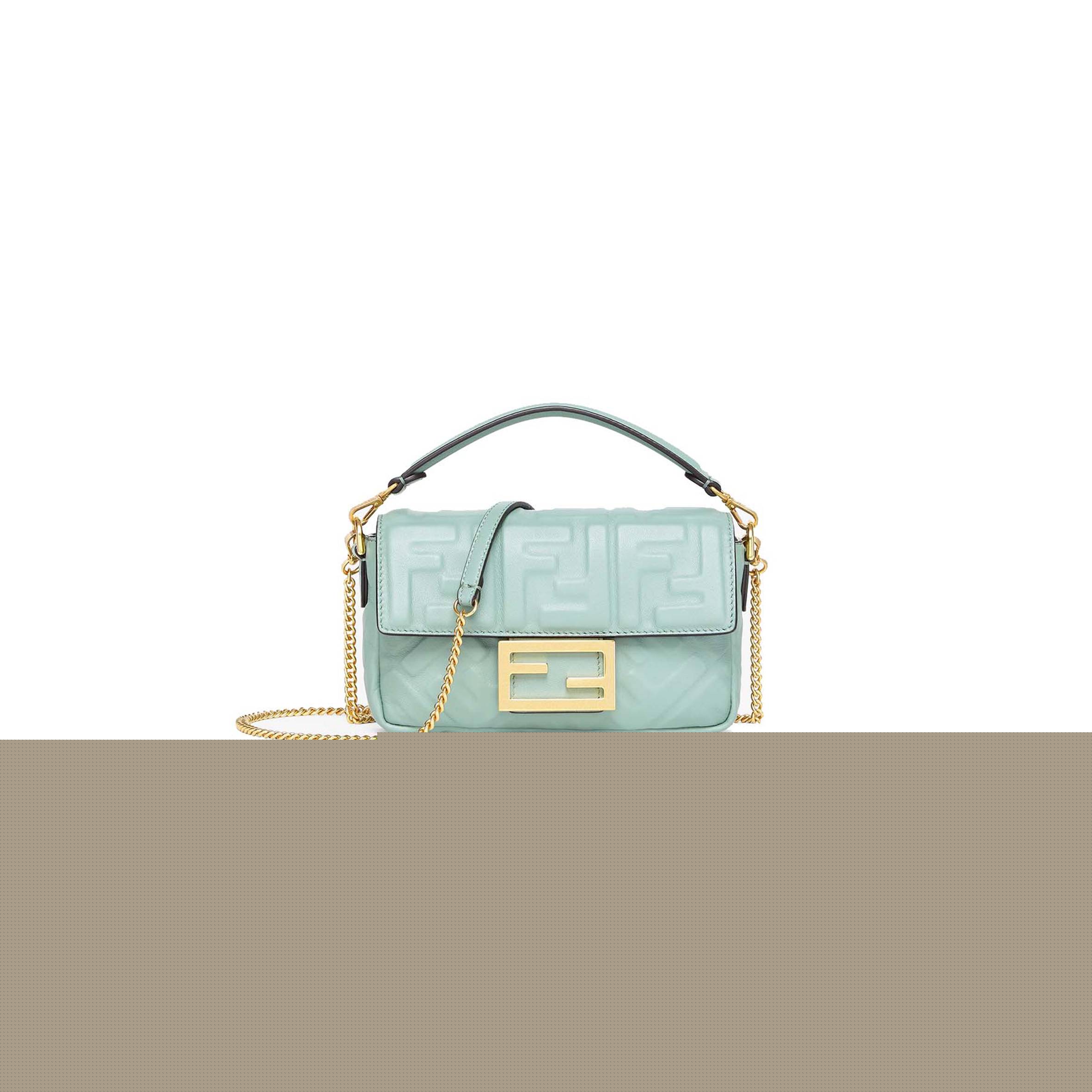 F**di baguette mini - mint green nappa leather bag 8bs017a72vf1iv6 (19*11.5*4cm)