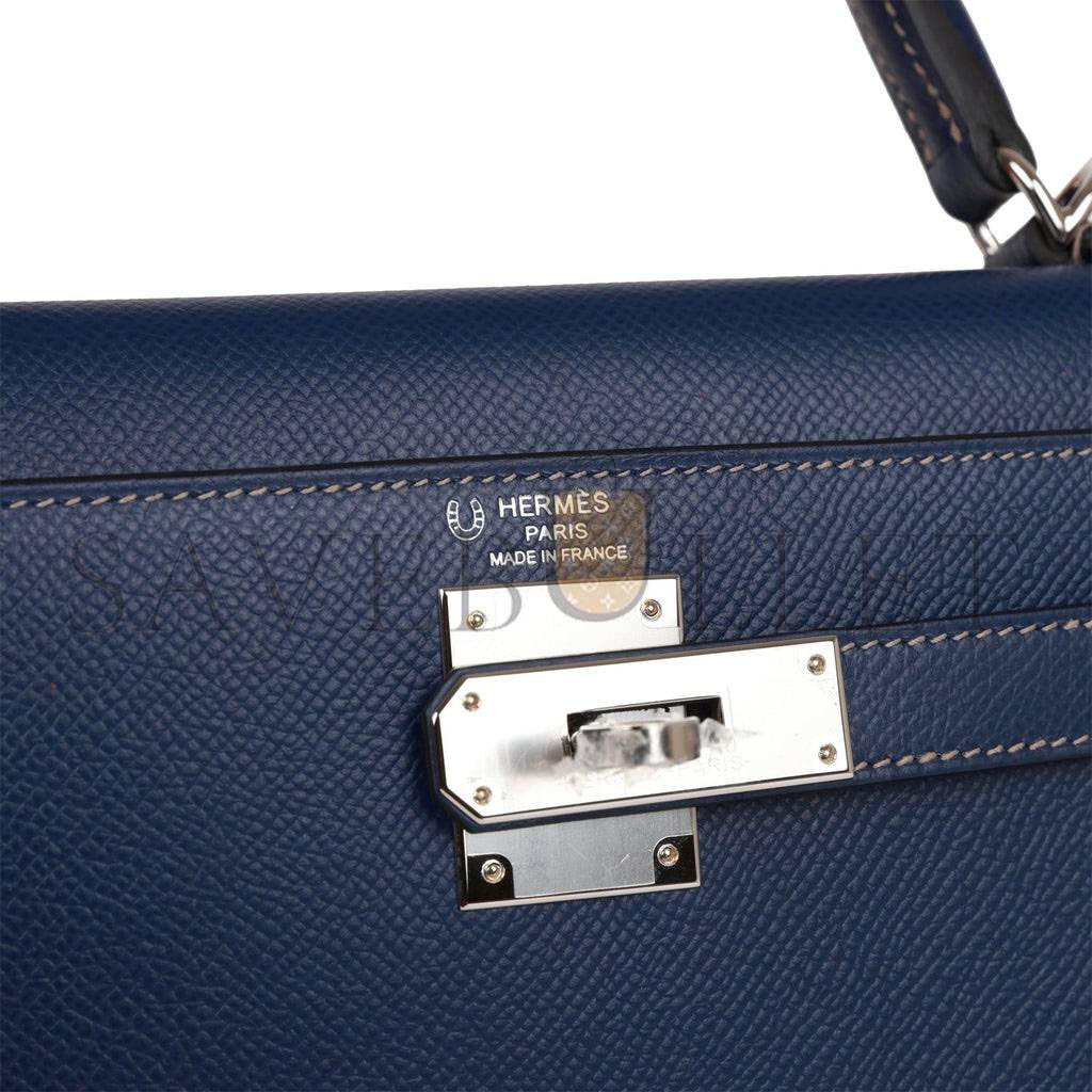 H**mes special order (hss) kelly sellier 28 bleu indigo epsom palladium hardware (28*22*10cm)