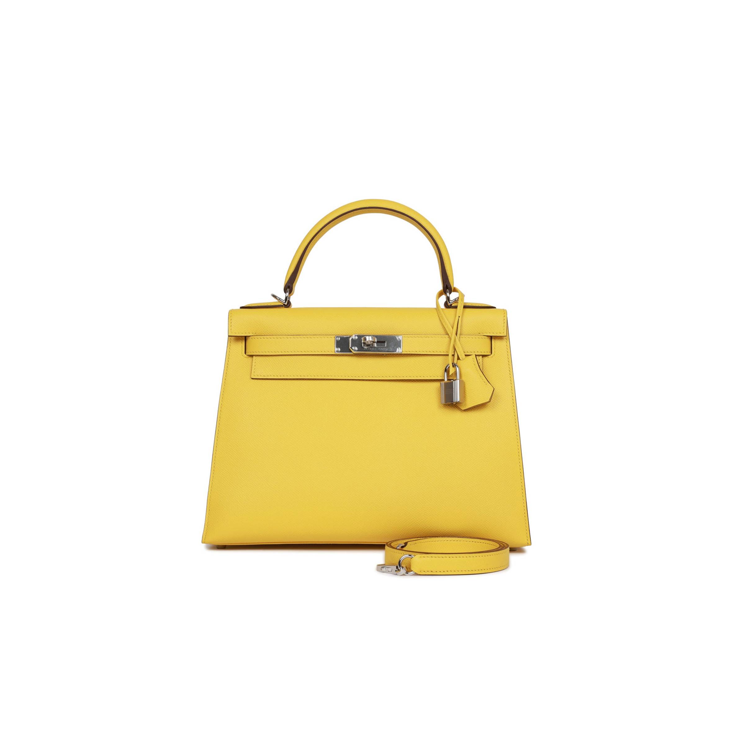 H**mes kelly sellier 28 jaune de naples epsom palladium hardware (28*22*10cm)