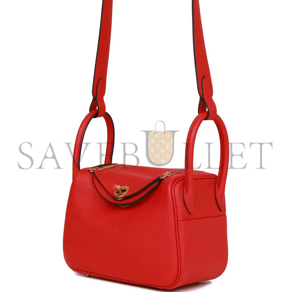 H**mes mini lindy rouge de coeur clemence gold hardware (19*12.5*9)