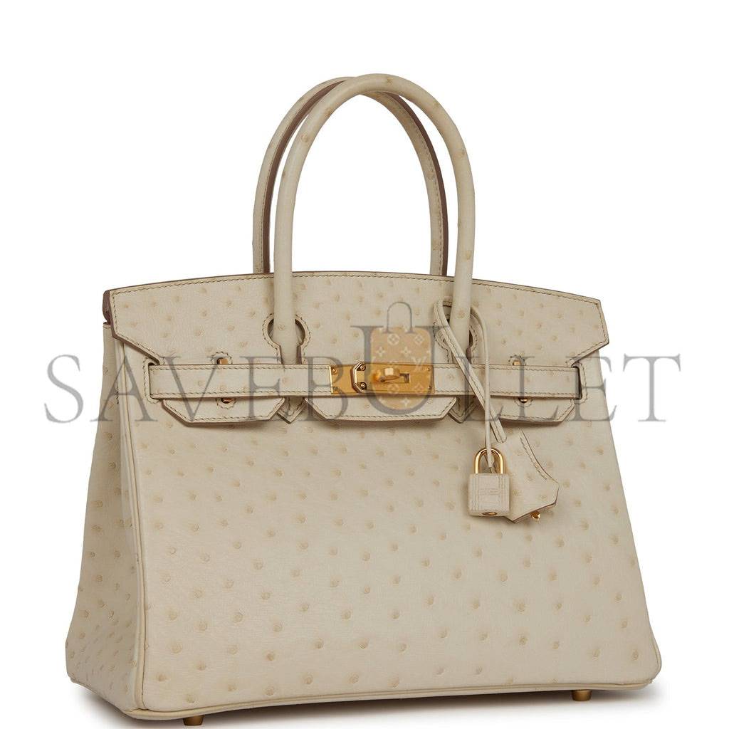 H**mes birkin 30 beton ostrich gold hardware (30cm)