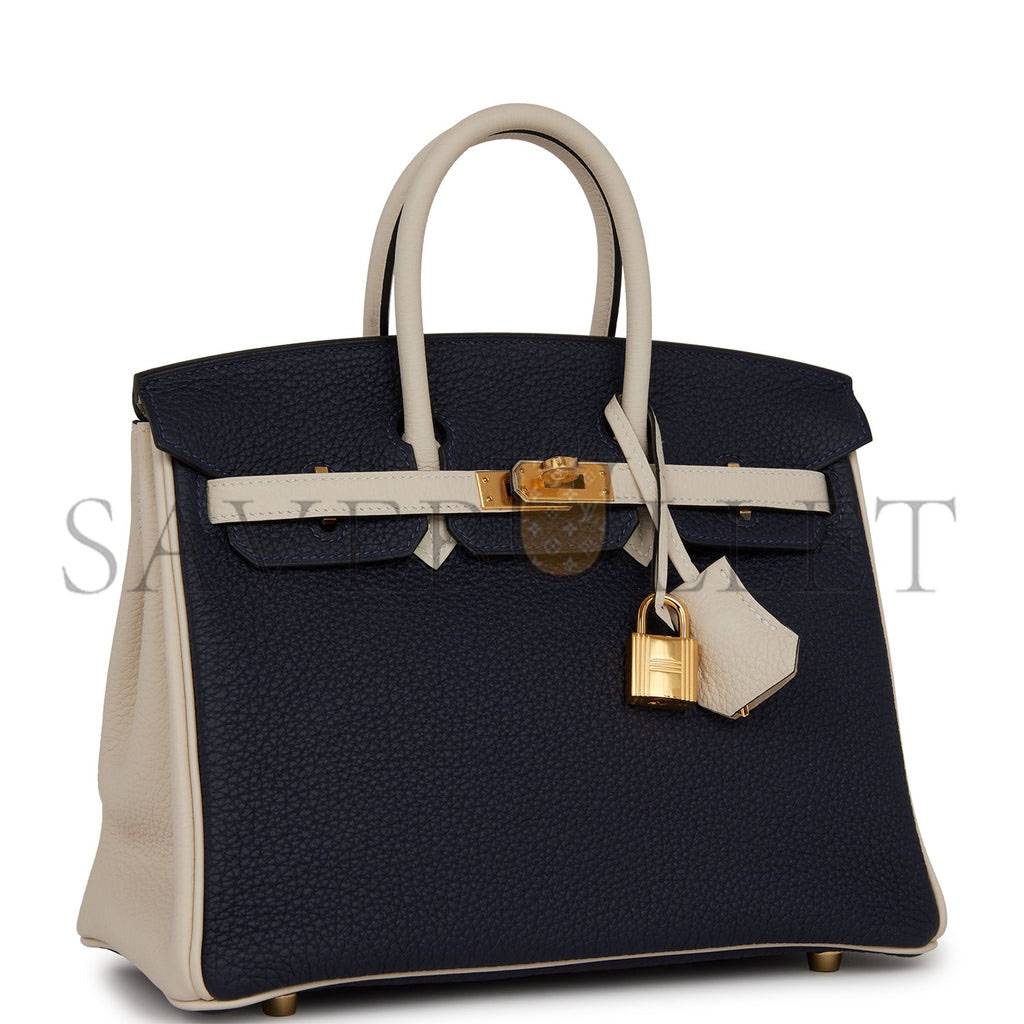 H**mes special order (hss) birkin 25 bleu nuit and craie togo gold hardware handmade (25cm)