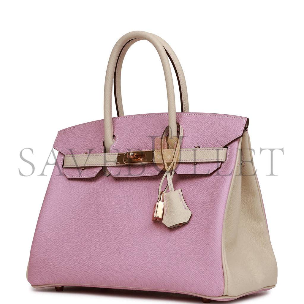 H**mes special order (hss) birkin 30 mauve sylvestre and craie epsom rose gold hardware ( 30cm*22*16cm)