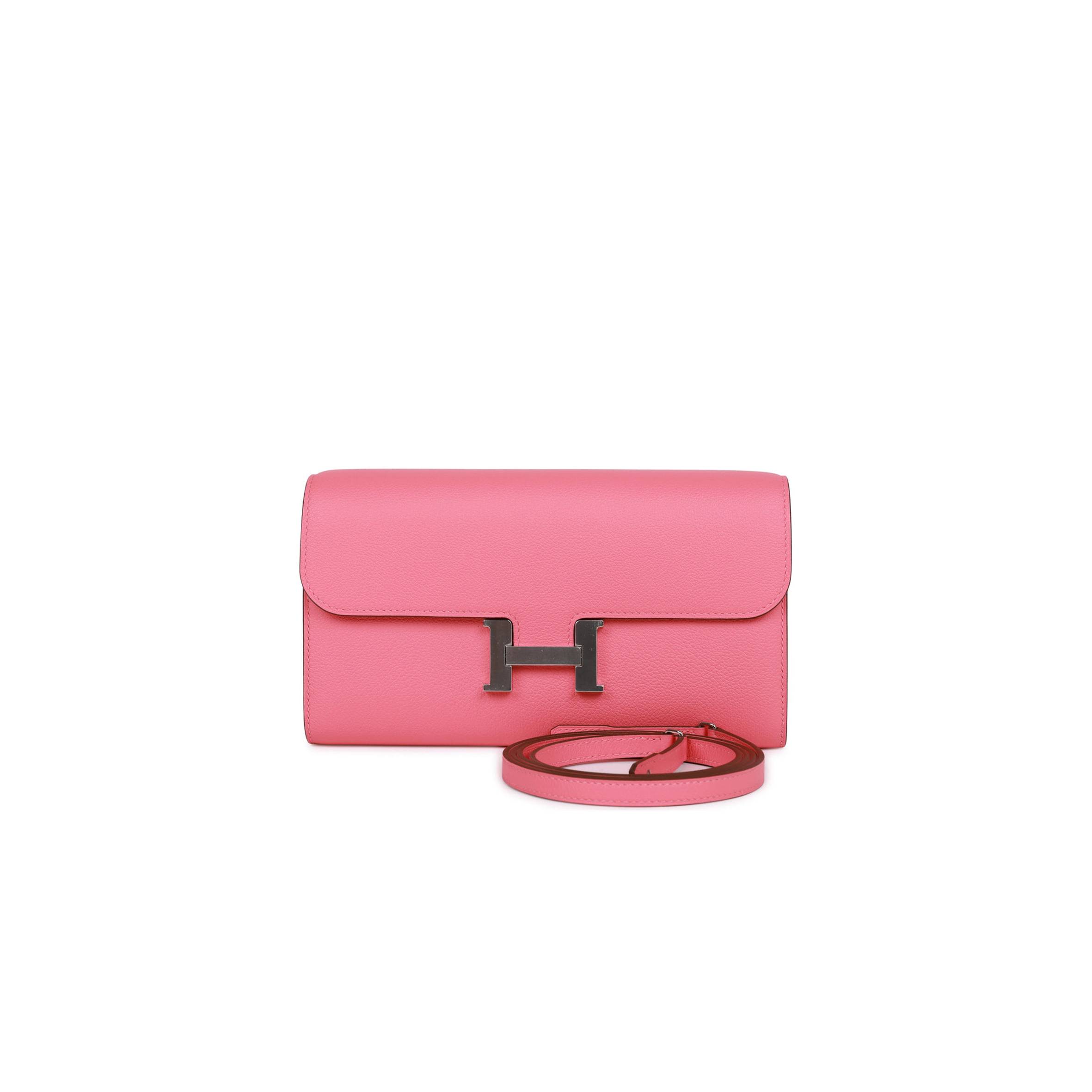 H**mes constance wallet to go rose azalee evercolor palladium hardware (20.3*11.4*3.8cm)