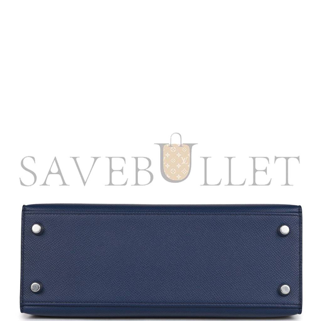 H**mes kelly sellier 25 bleu saphir epsom palladium hardware (25*17*7cm)