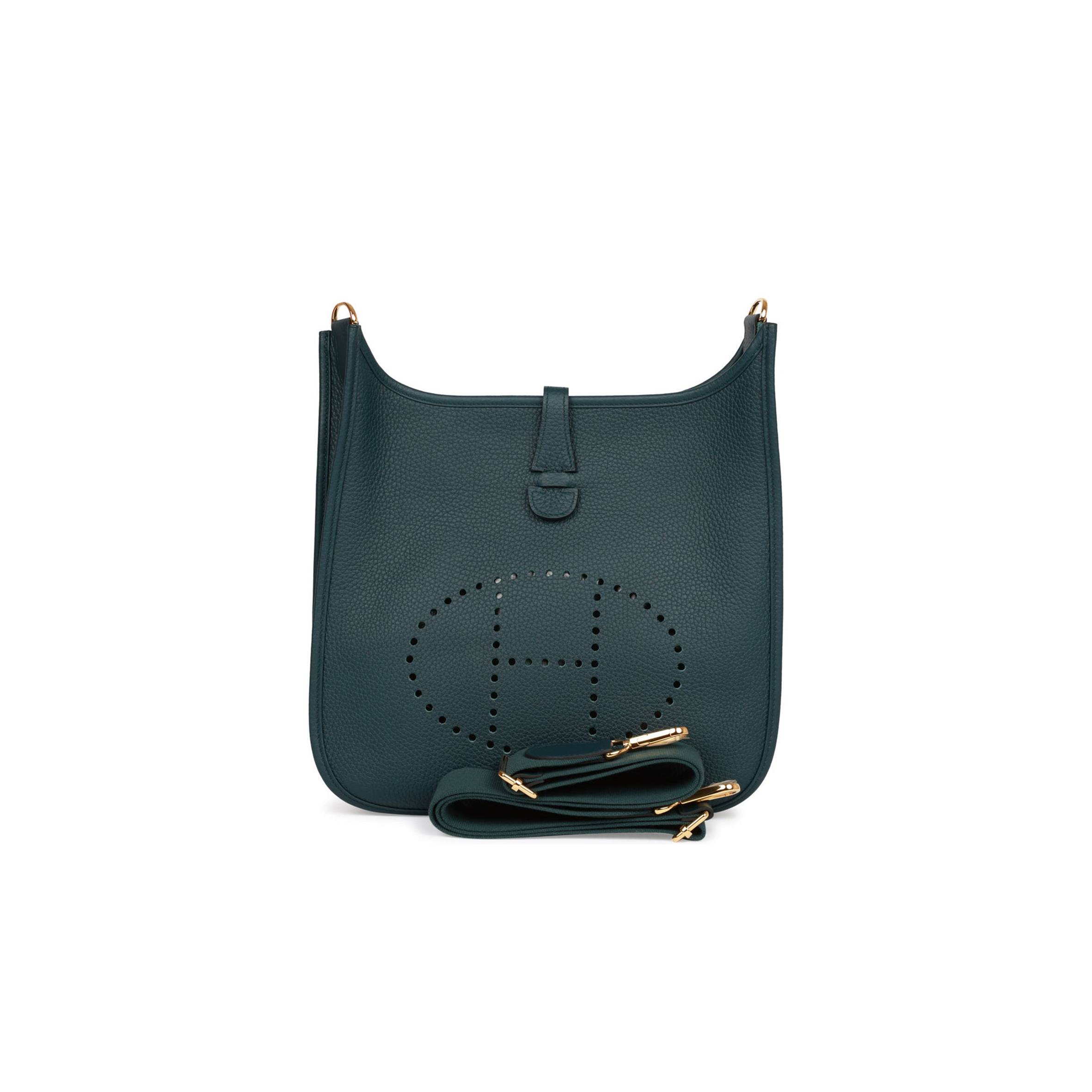 H**mes evelyne iii pm vert cypress clemence gold hardware (29*30*7cm)