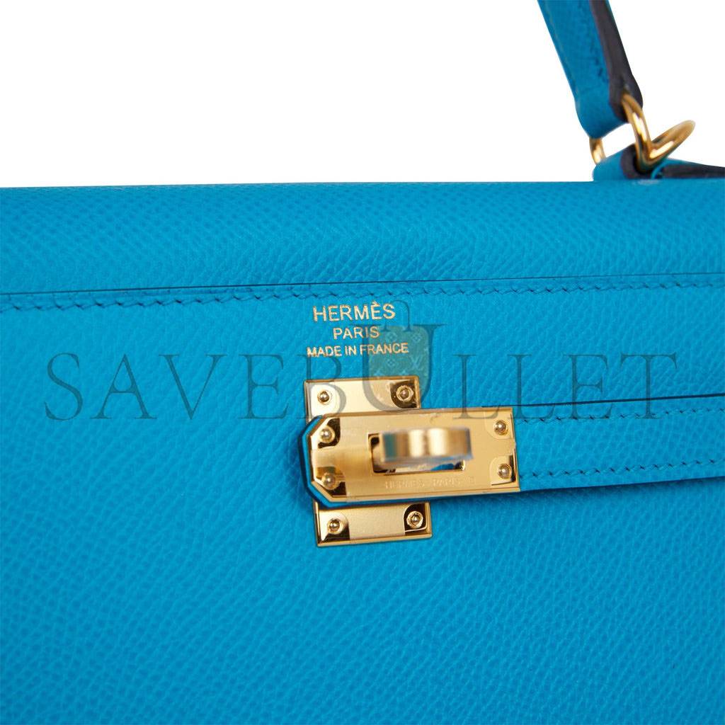 H**mes kelly sellier 25 bleu frida epsom gold hardware (25*17*7cm)
