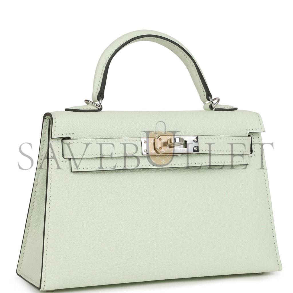 H**mes mini kelly sellier 20 vert fizz chevre palladium hardware (19*12*5.5cm)