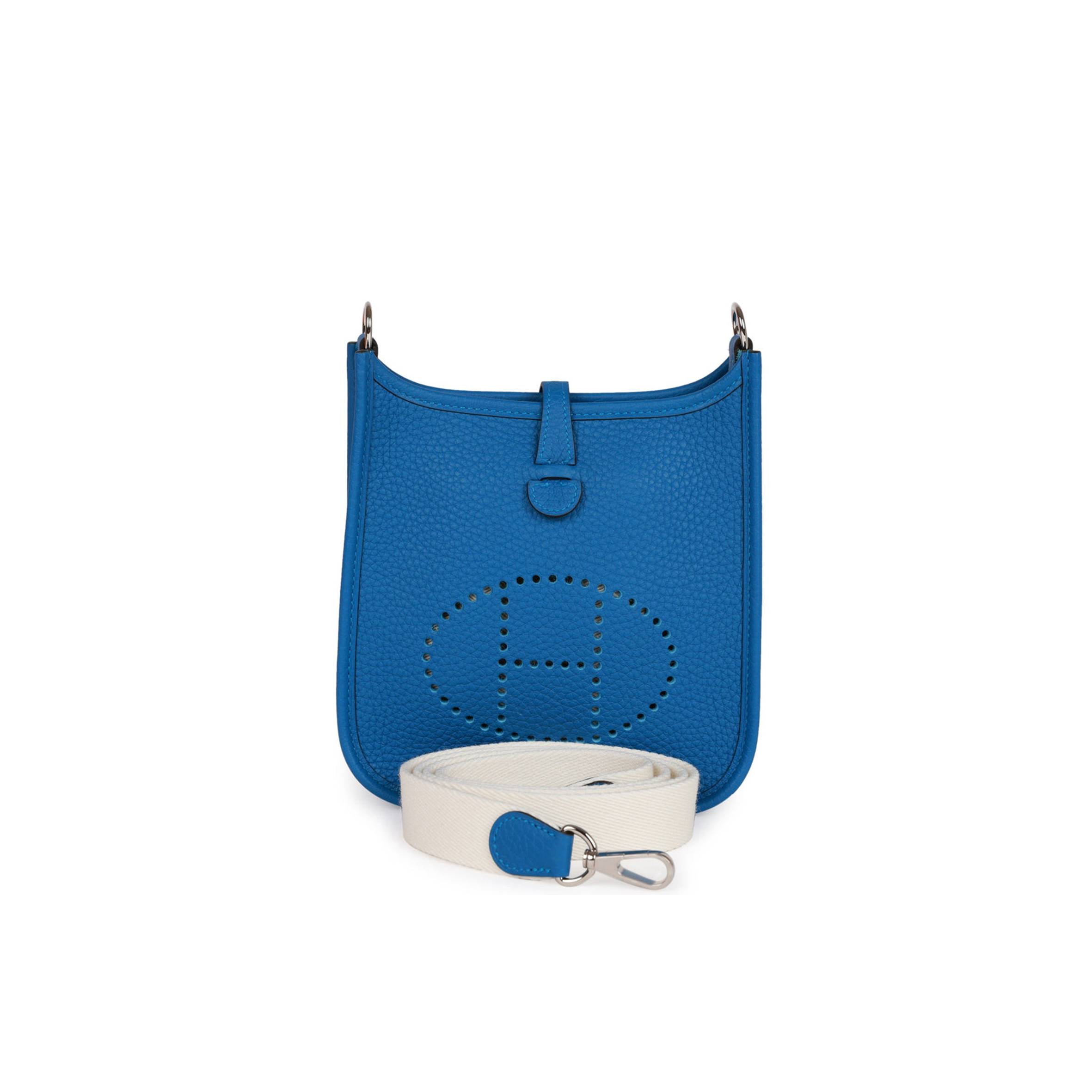 H**mes evelyne tpm bleu mykonos clemence palladium hardware (17cm)