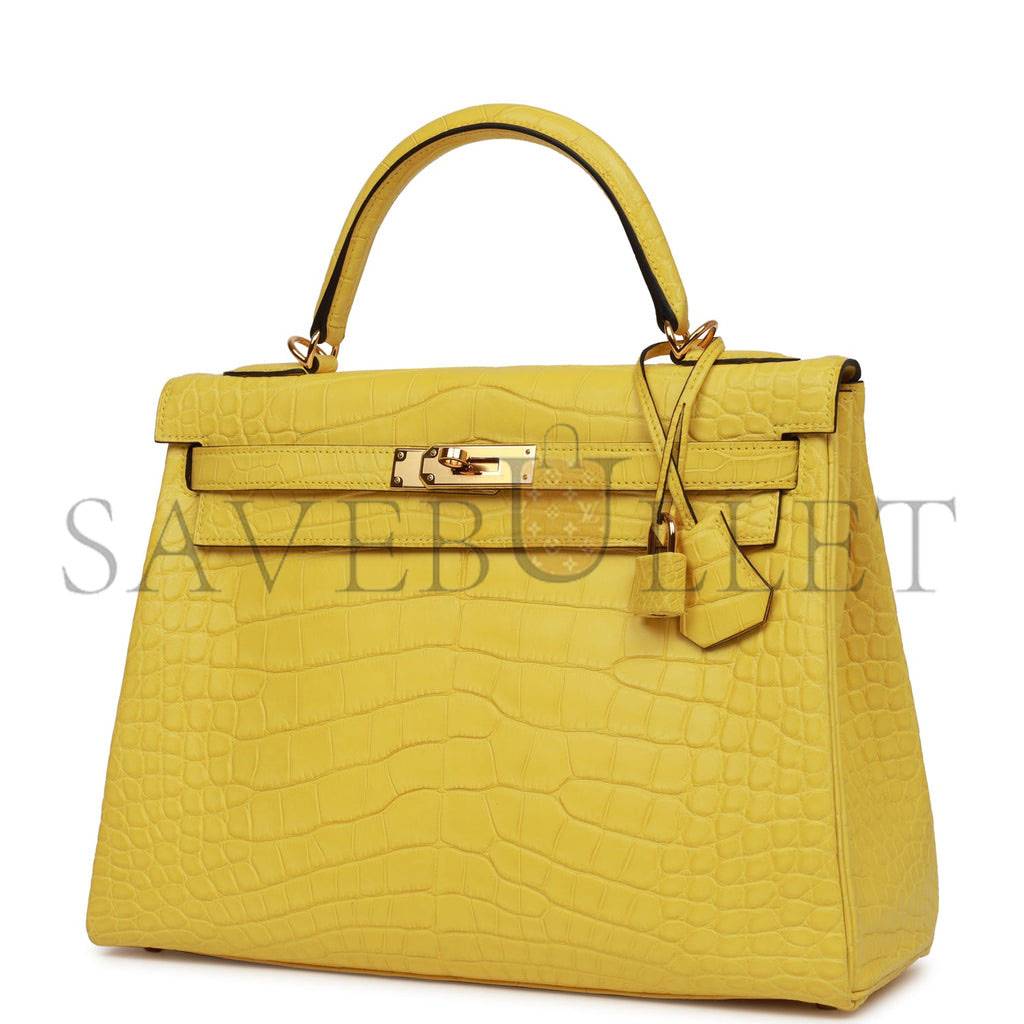 H**mes special order (hss) kelly retourne 32 mimosa matte alligator gold hardware (32.*23*10.5cm)