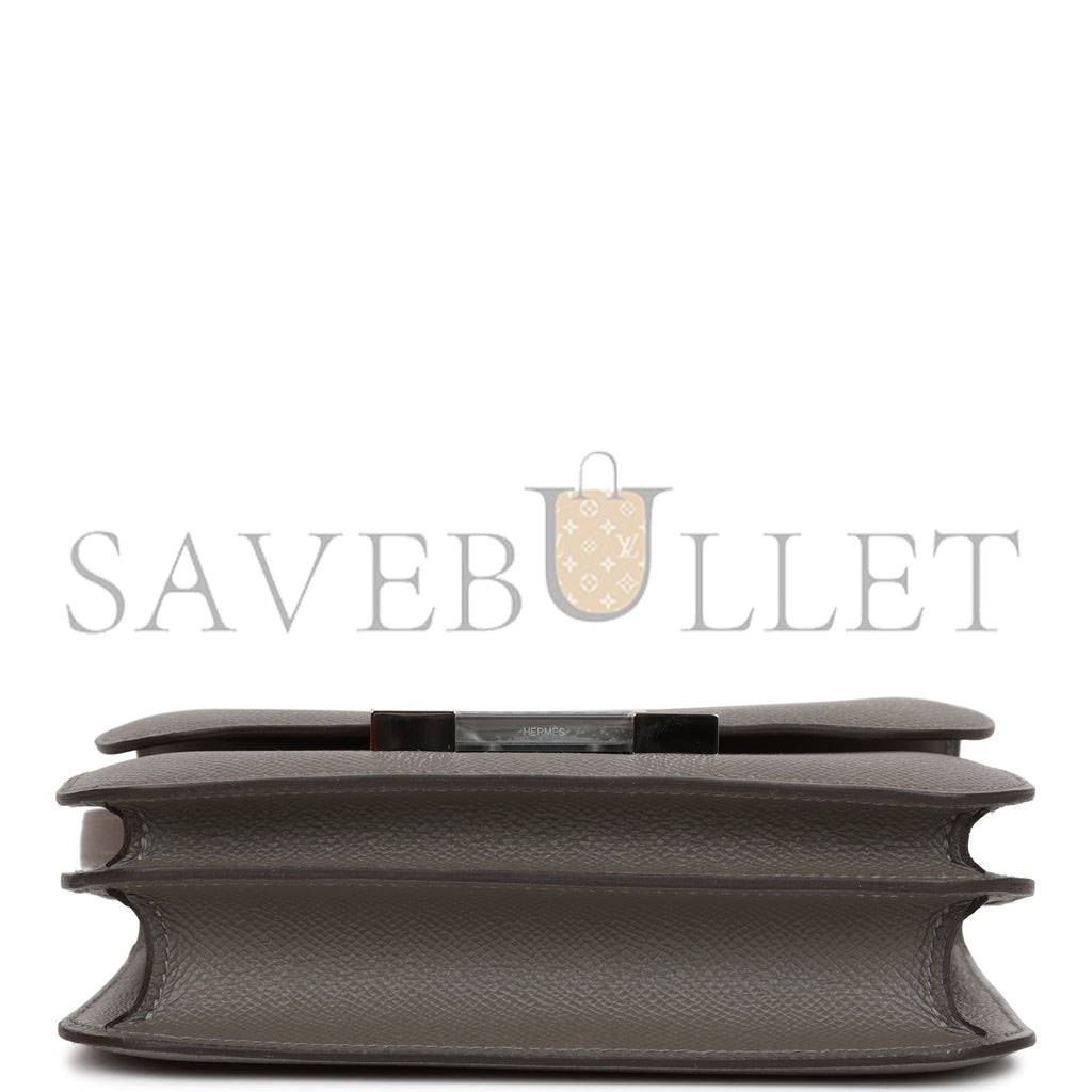 H**mes constance 18 gris meyer epsom palladium hardware (18cm)