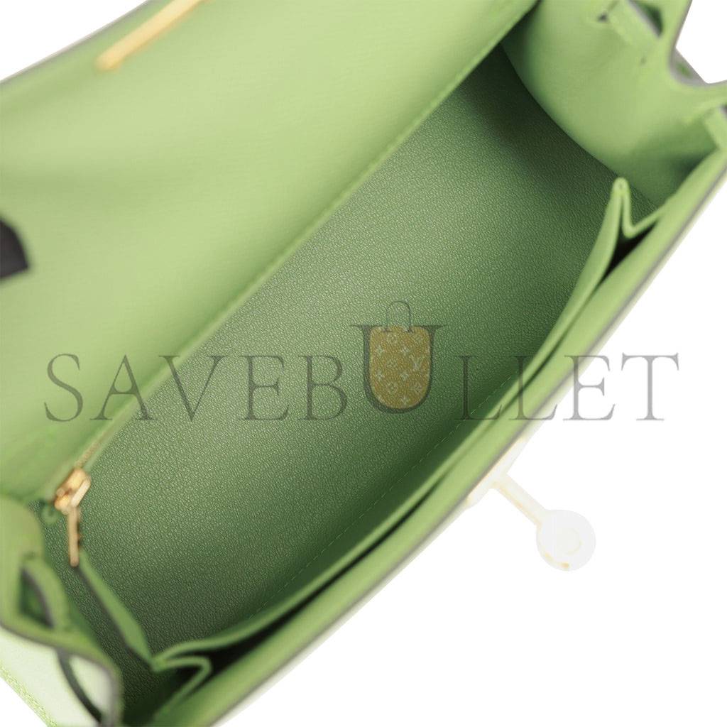 H**mes kelly sellier 25 vert criquet epsom gold hardware handmade (25*17*7cm)