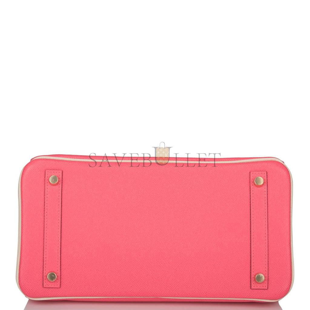 H**mes special order (hss) birkin 30 craie and rose azalee epsom brushed gold hardware ( 30cm*22*16cm)