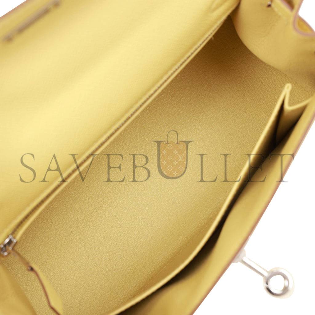 H**mes kelly sellier 25 jaune poussin epsom palladium hardware (25*17*7cm)