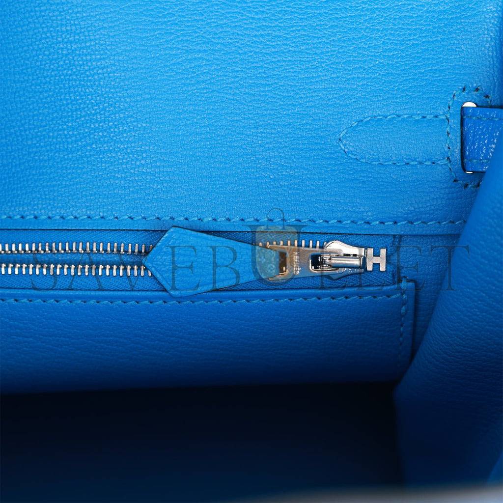 H**mes special order (hss) birkin 25 bleu hydra and bleu saphir chÈvre brushed palladium hardware handmade (25cm)