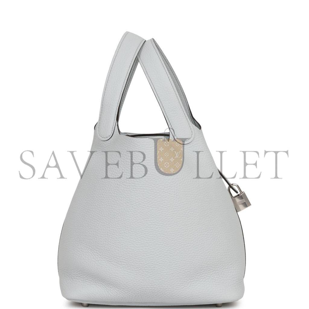 H**mes picotin lock 22 bleu pale clemence palladium hardware (22*21*18cm)