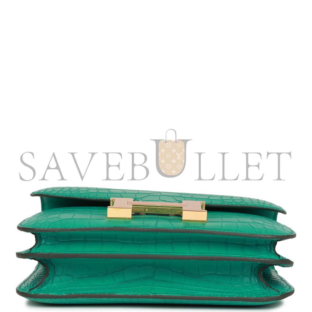 H**mes constance 18 vert jade matte alligator gold hardware 39821013450846 (18cm)