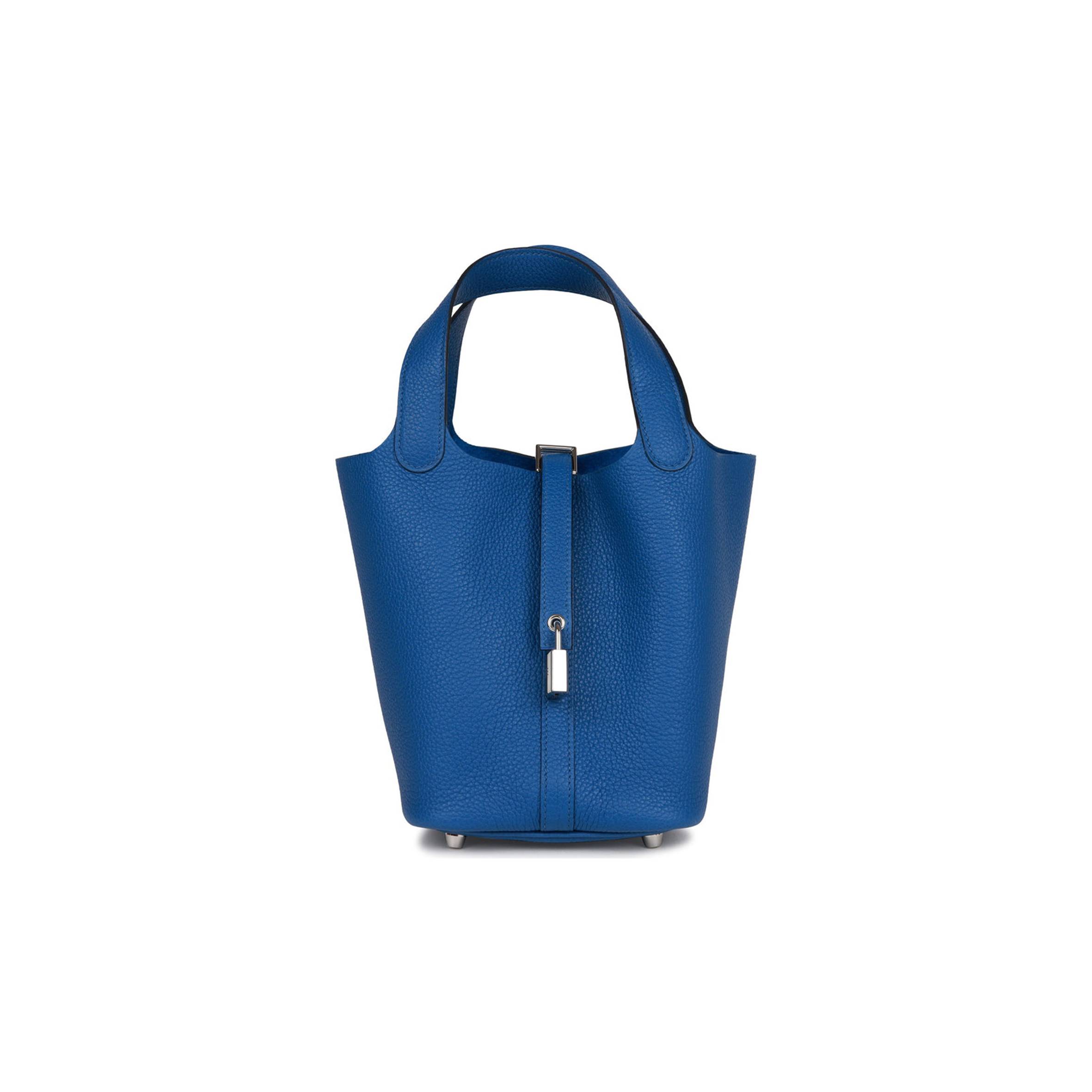 H**mes picotin lock 18 bleu france clemence gold hardware (18*13*18cm)