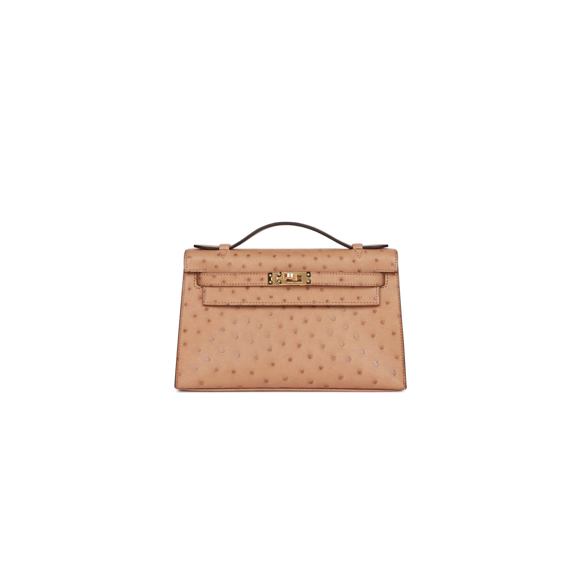 H**mes kelly pochette chai ostrich gold hardware (22*12*13cm)
