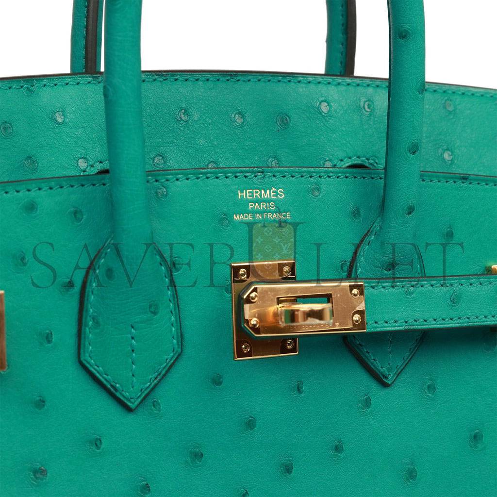 H**mes birkin 25 vert verone ostrich gold hardware handmade (25cm)