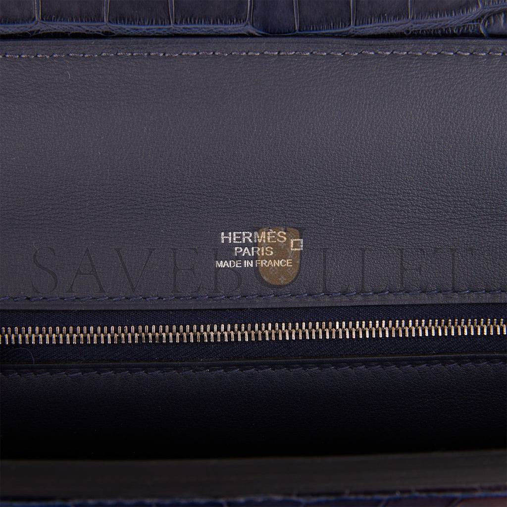 H**mes 2424 bag 29 bleu nuit alligator and togo touch palladium hardware (29*24*15cm)