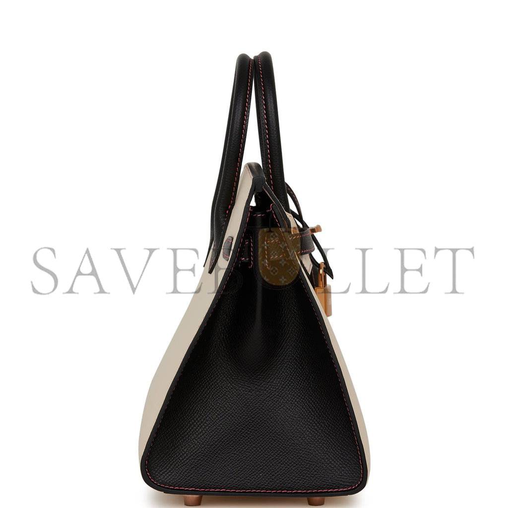 H**mes special order (hss) birkin sellier 25 nata and black epsom rose gold hardware (25cm)
