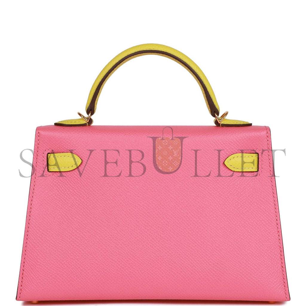 H**mes special order (hss) kelly mini sellier 20 rose azalee and lime epsom gold hardware (19*12*5.5cm)