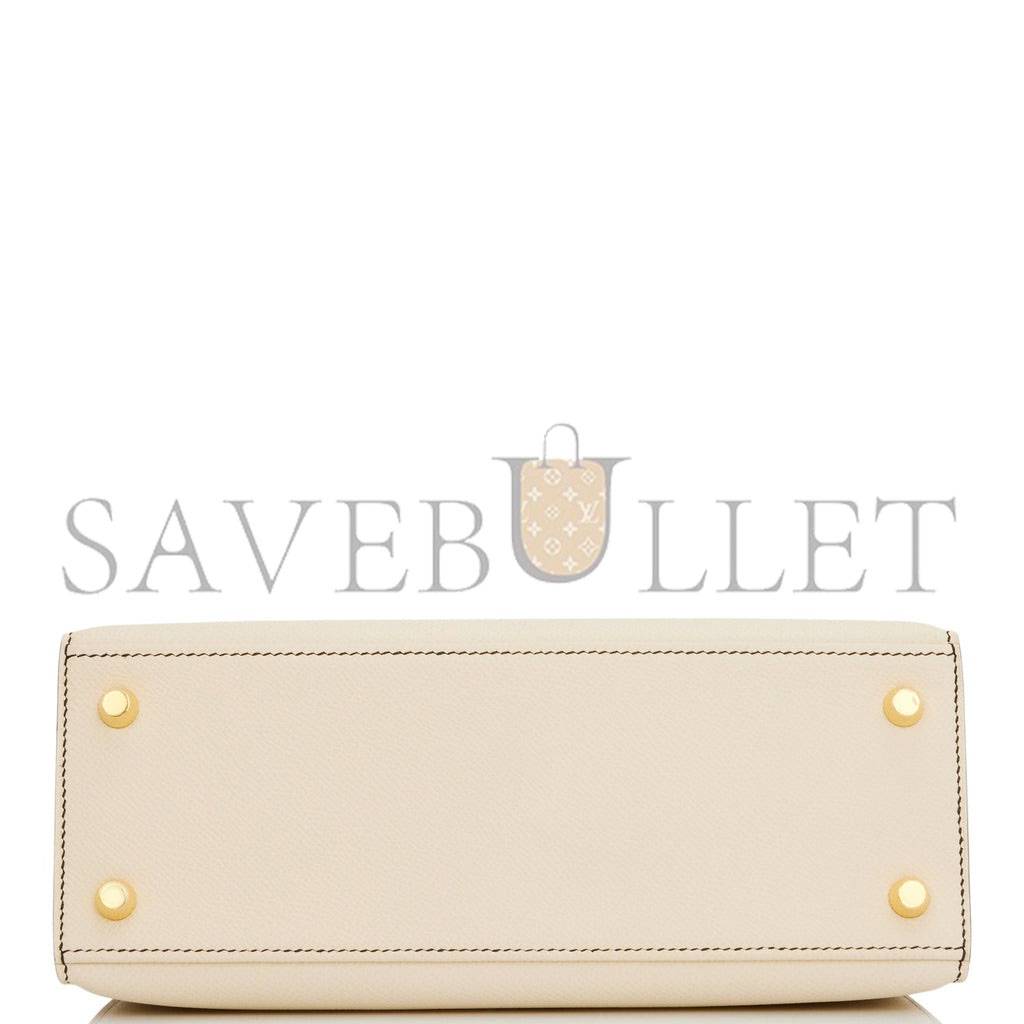 H**mes special order (hss) kelly sellier 25 nata and black epsom gold hardware handmade (25*17*7cm)