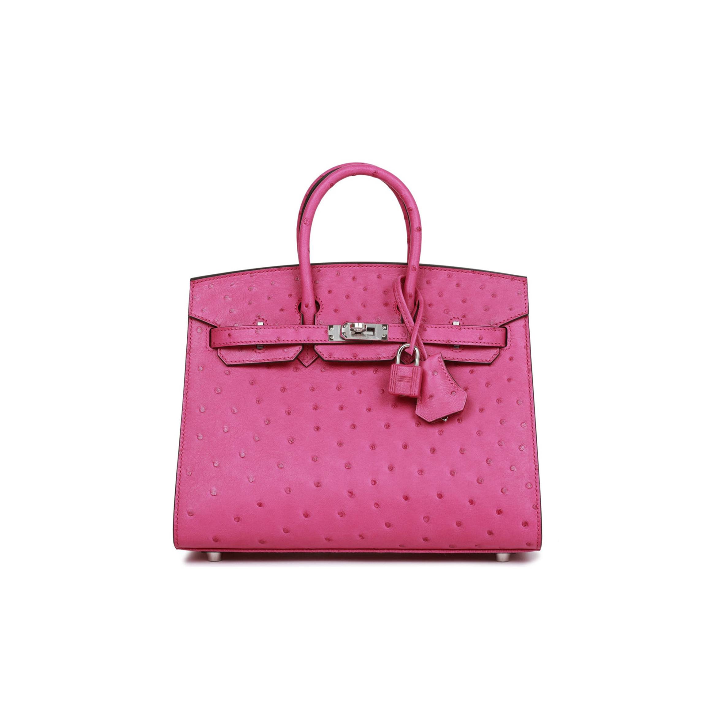 H**mes birkin sellier 25 rose pourpre ostrich palladium hardware handmade (25cm)