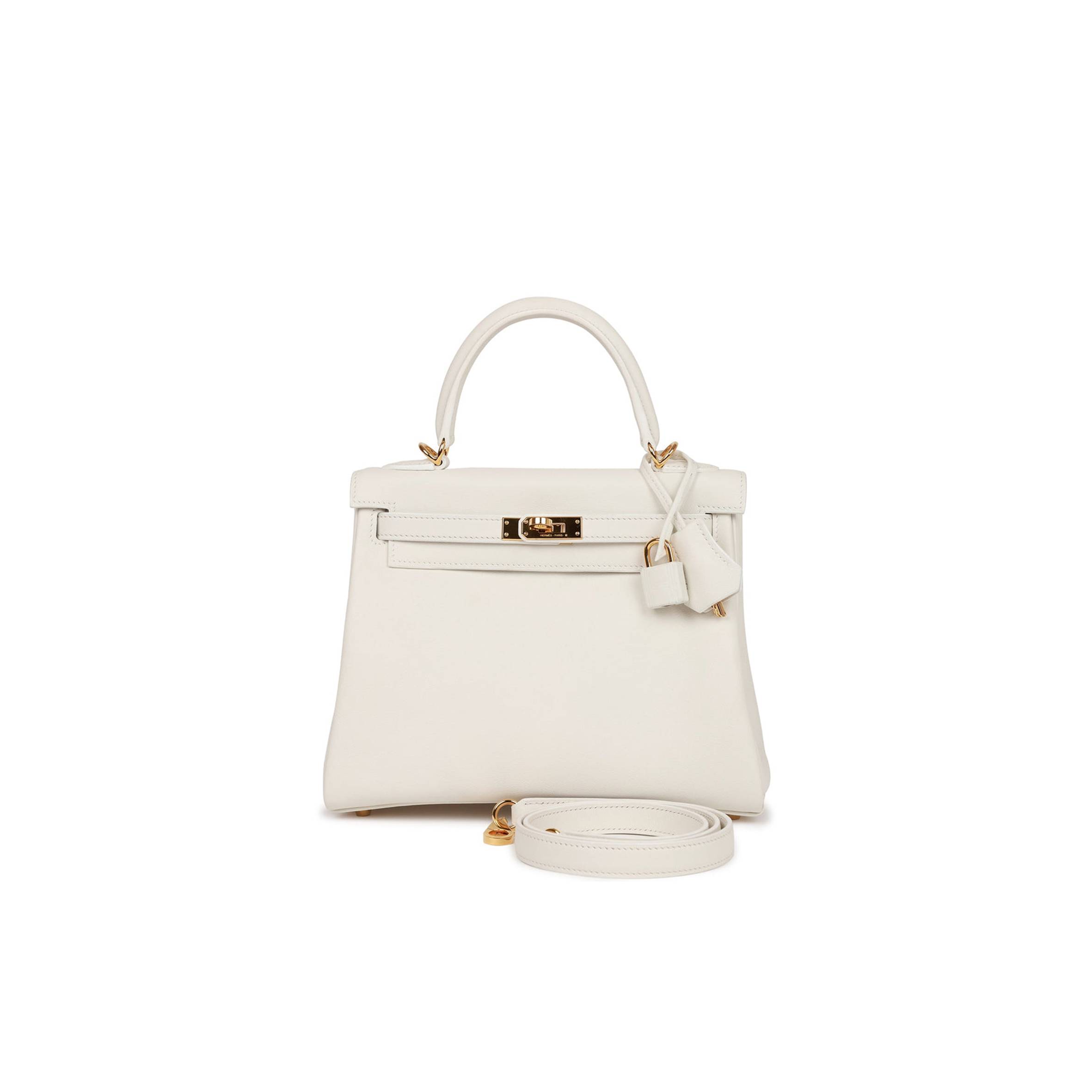 H**mes kelly retourne 25 white swift gold hardware handmade (25*17*7cm)