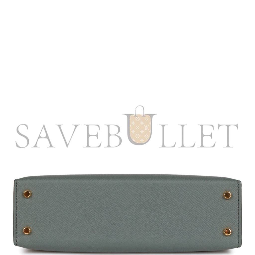 H**mes mini kelly sellier 20 vert amande epsom gold hardware (19*12*5.5cm)
