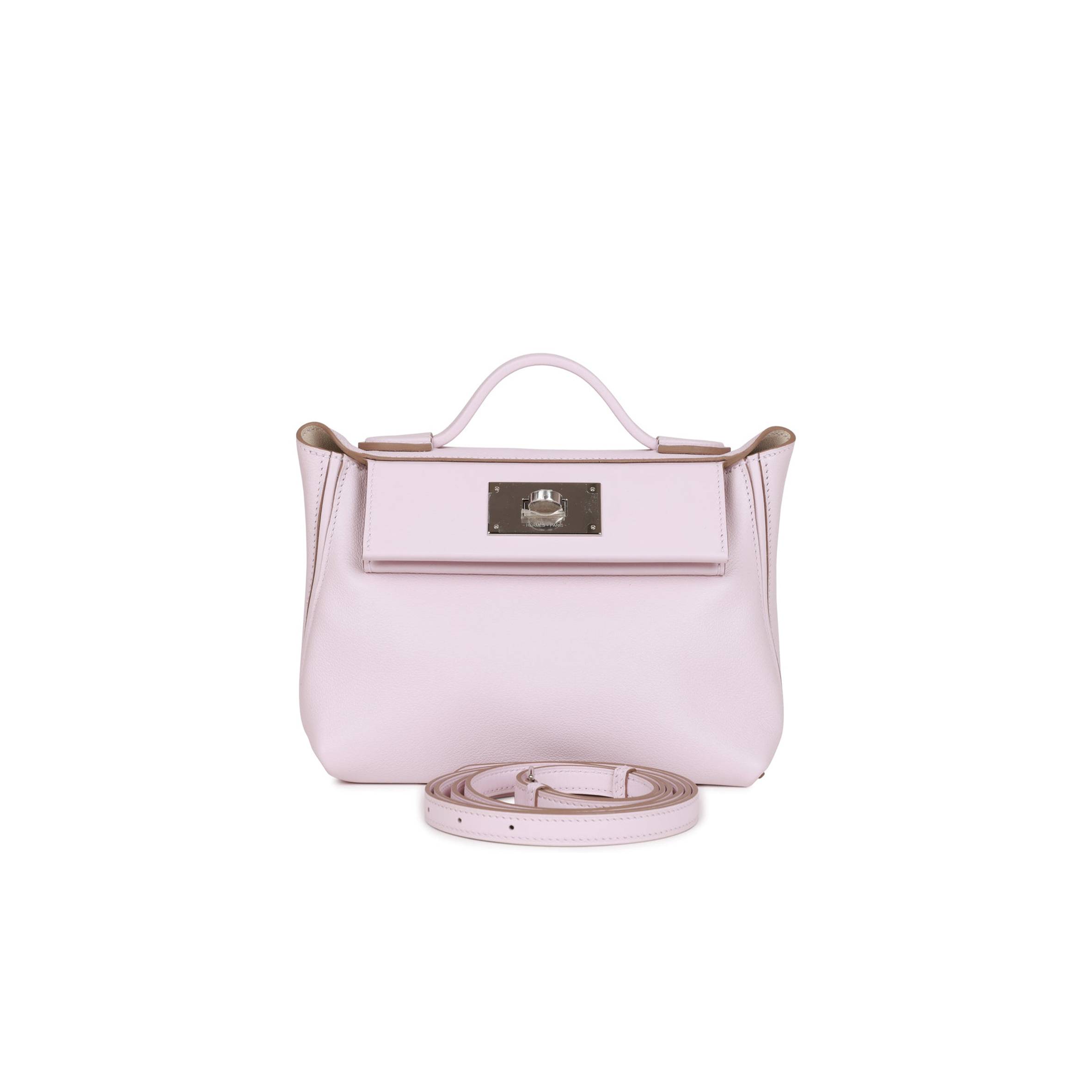 H**mes mini 2424 bag mauve pale verso evercolor and swift palladium hardware (23*17*11cm)