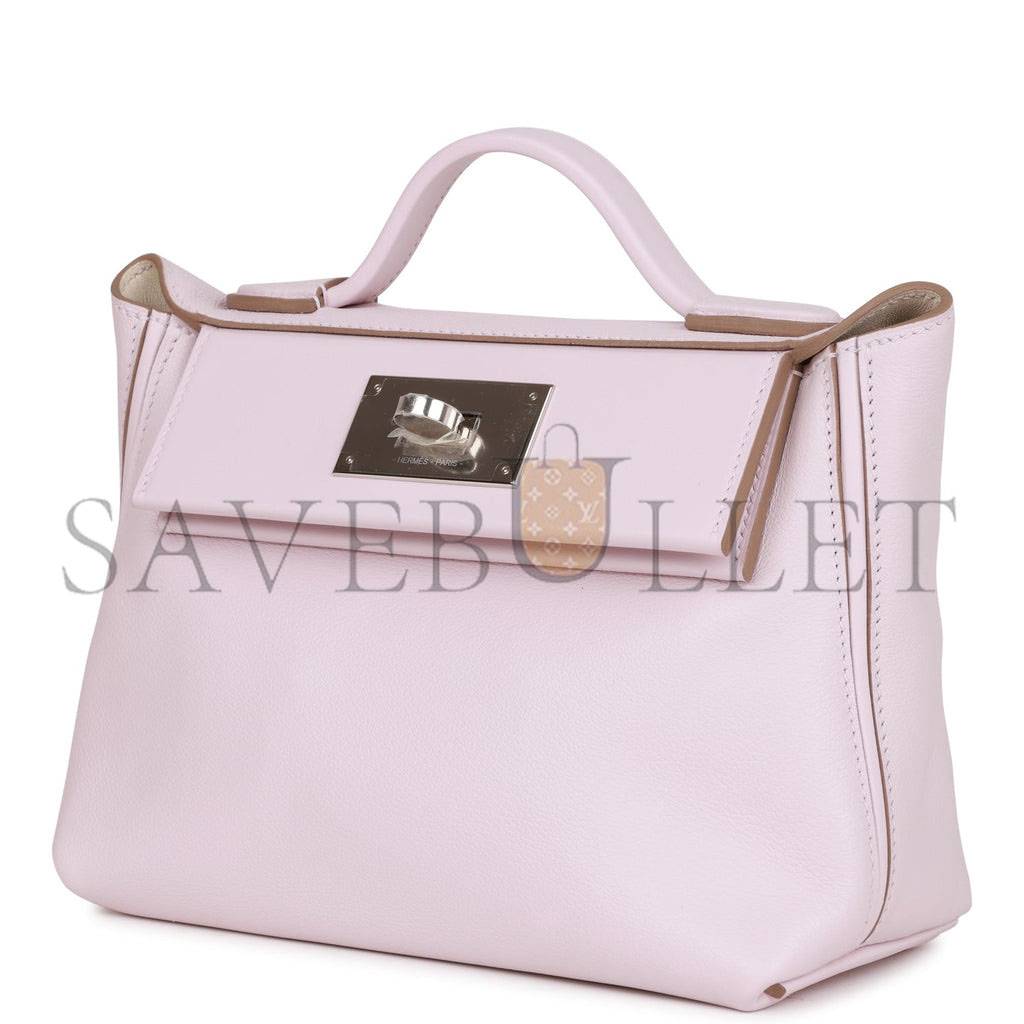 H**mes mini 2424 bag mauve pale verso evercolor and swift palladium hardware (23*17*11cm)