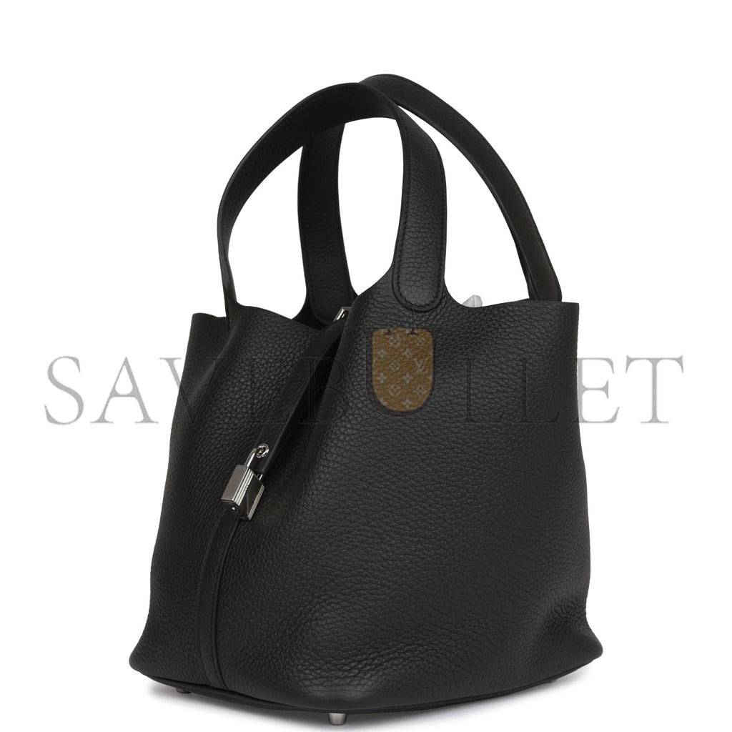 H**mes black clemence picotin lock 22cm palladium hardware (22cm)