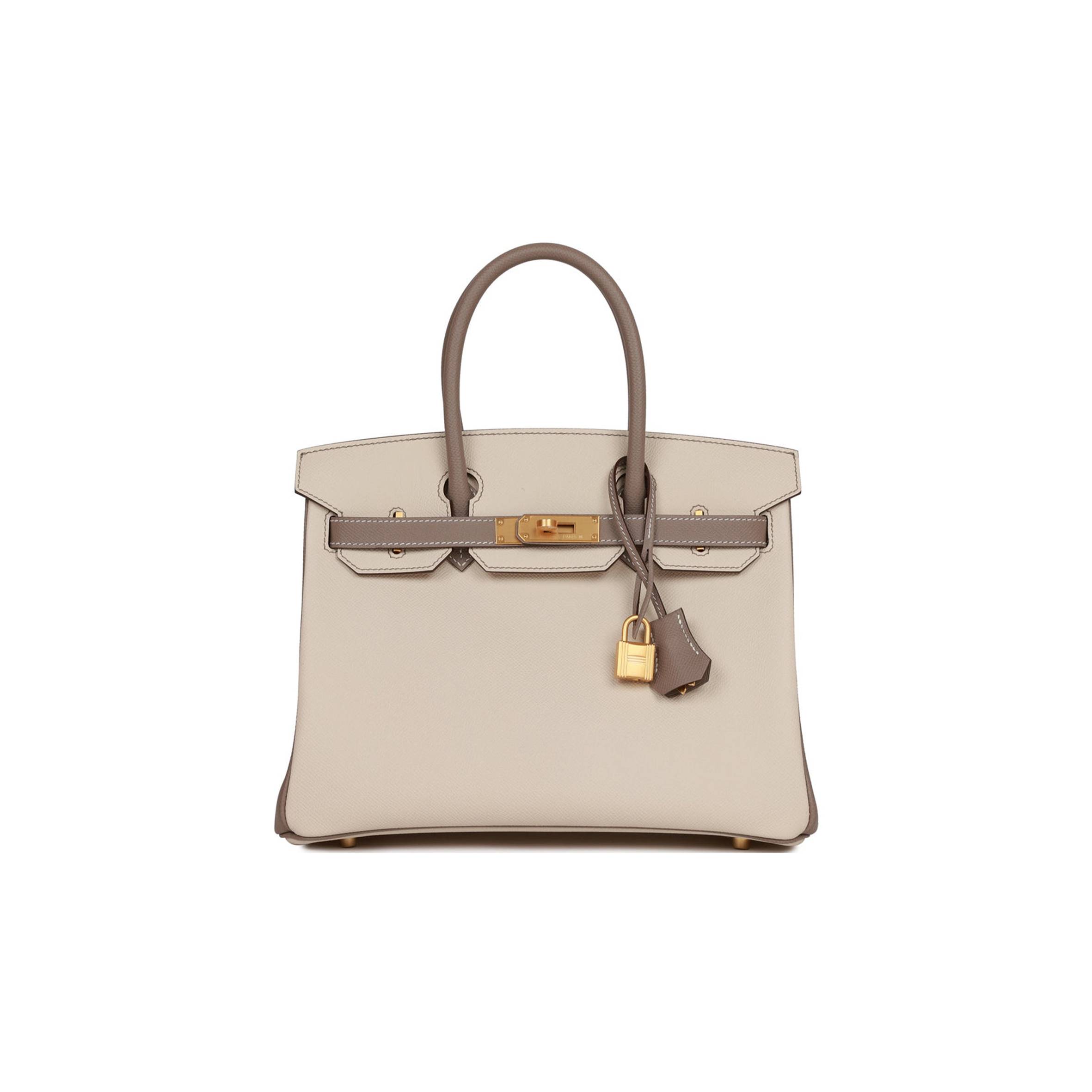 H**mes special order (hss) birkin 30 craie and gris asphalte epsom brushed gold hardware( 30cm*22*16cm)