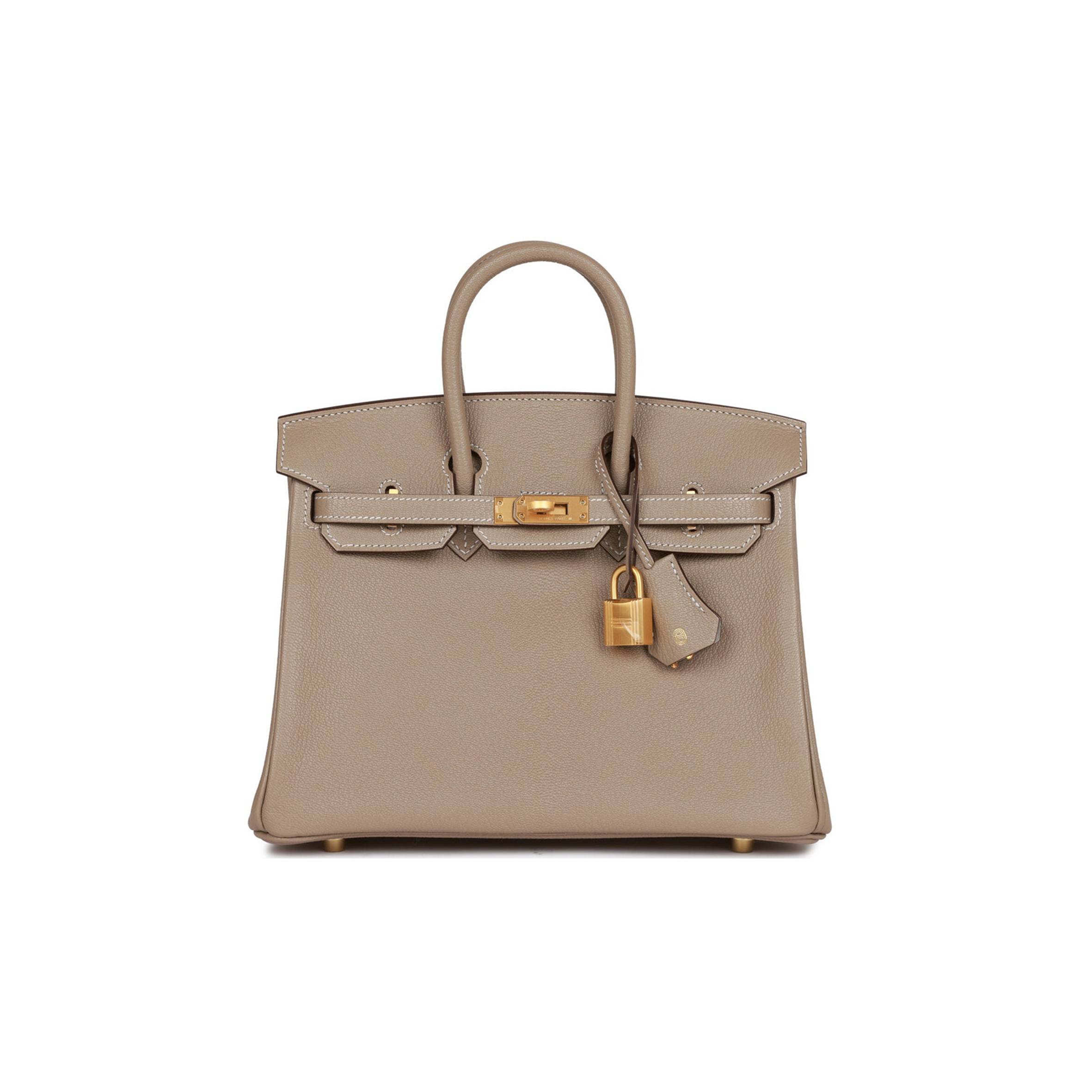 H**mes special order (hss) birkin 25 gris tourterelle verso chevre brushed gold hardware handmade (25cm)