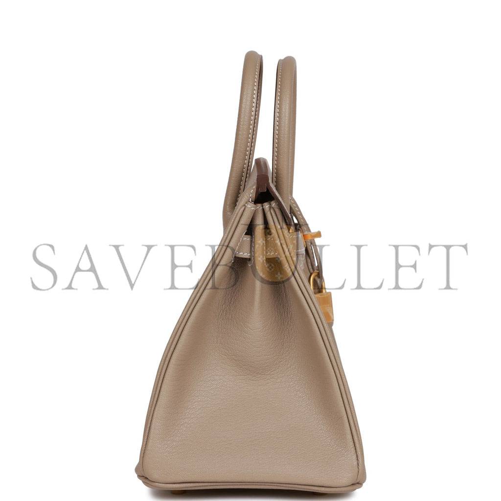 H**mes special order (hss) birkin 25 gris tourterelle verso chevre brushed gold hardware handmade (25cm)