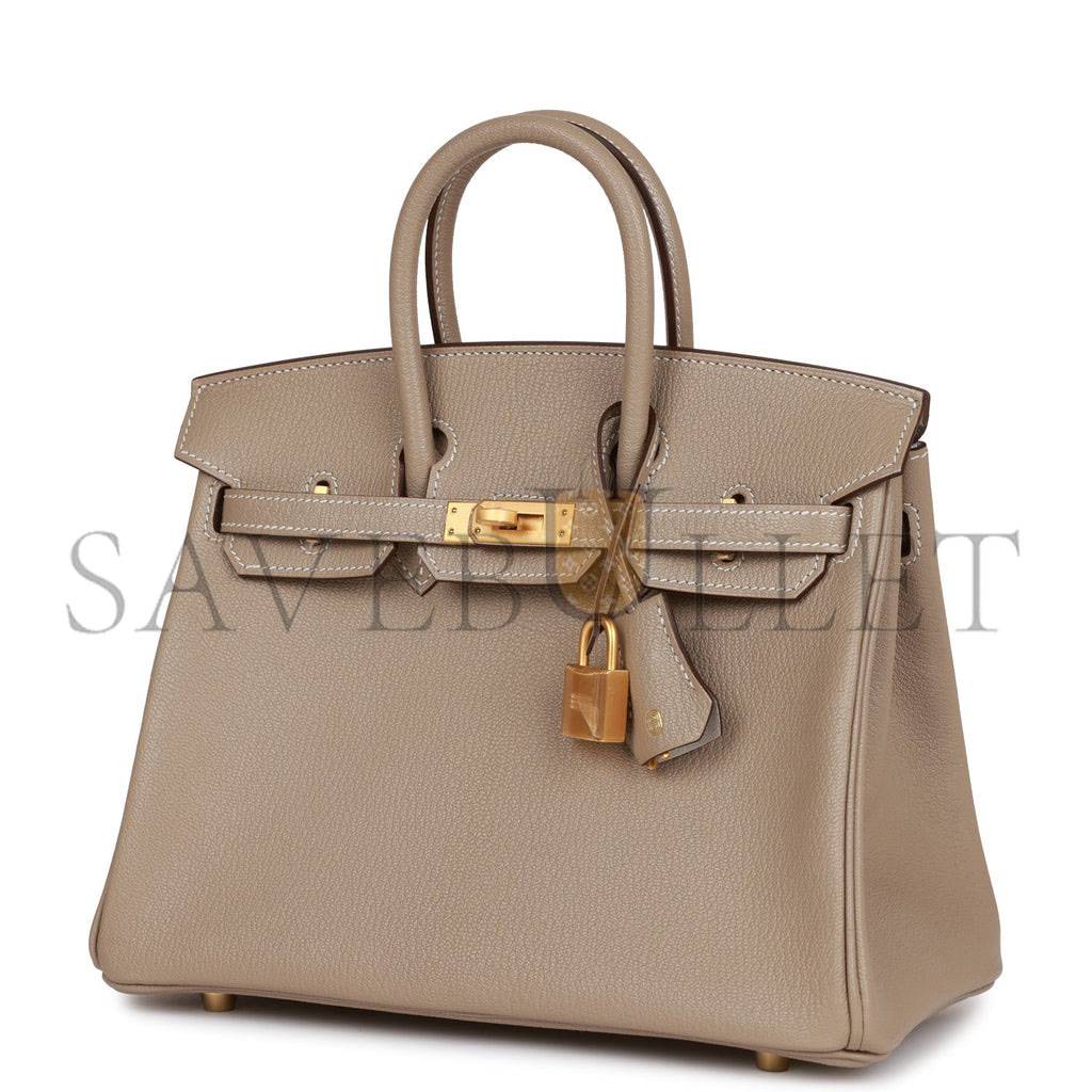 H**mes special order (hss) birkin 25 gris tourterelle verso chevre brushed gold hardware handmade (25cm)