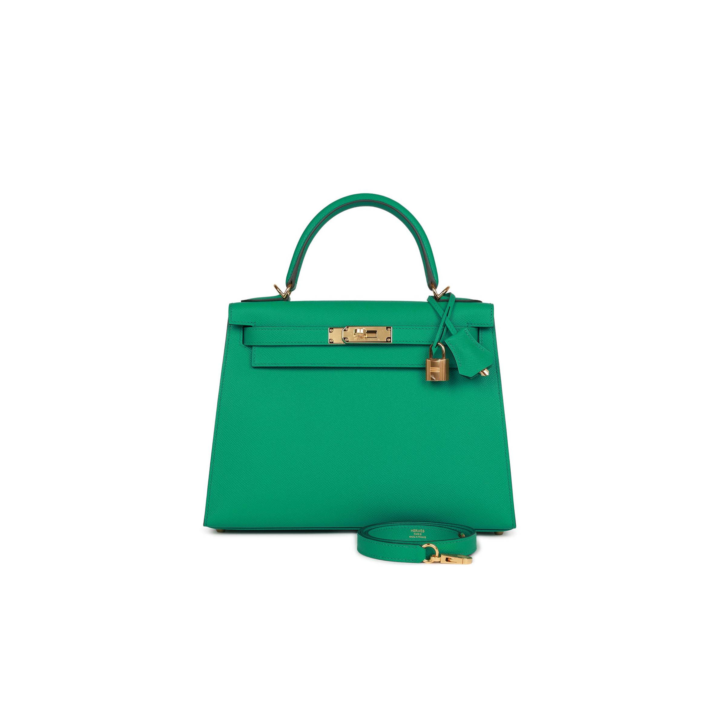 H**mes kelly sellier 28 vert jade epsom gold hardware (28*22*10cm)