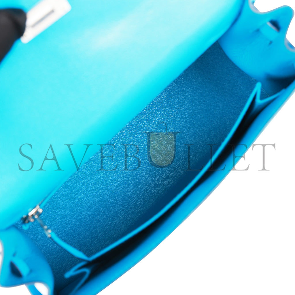 H**mes kelly sellier 25 bleu frida chevre palladium hardware (25*17*7cm)