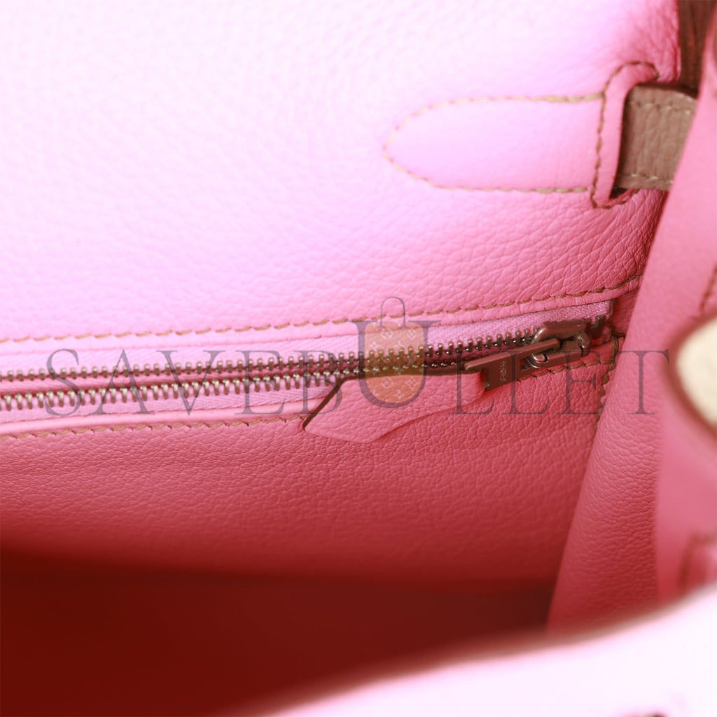 H**mes special order (hss) kelly retourne 32 bubblegum and gris tourterelle clemence brushed palladium hardware (32*23*10.5cm)