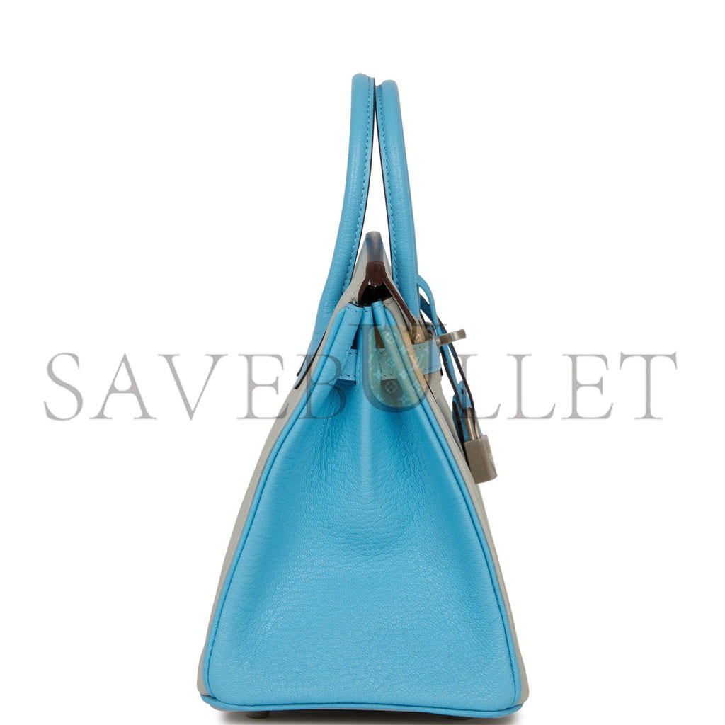 H**mes special order (hss) birkin 25 gris perle and bleu du nord chÈvre brushed palladium hardware handmade (25cm)