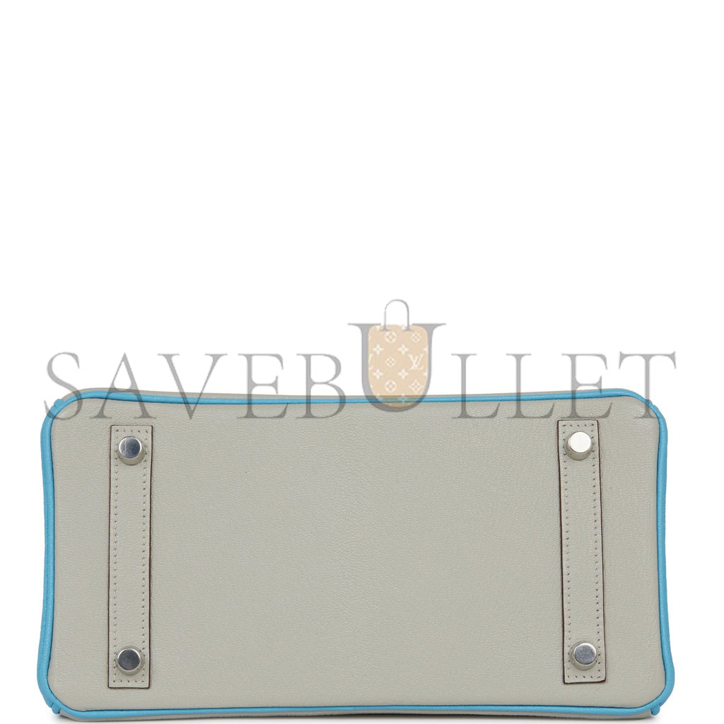 H**mes special order (hss) birkin 25 gris perle and bleu du nord chÈvre brushed palladium hardware handmade (25cm)