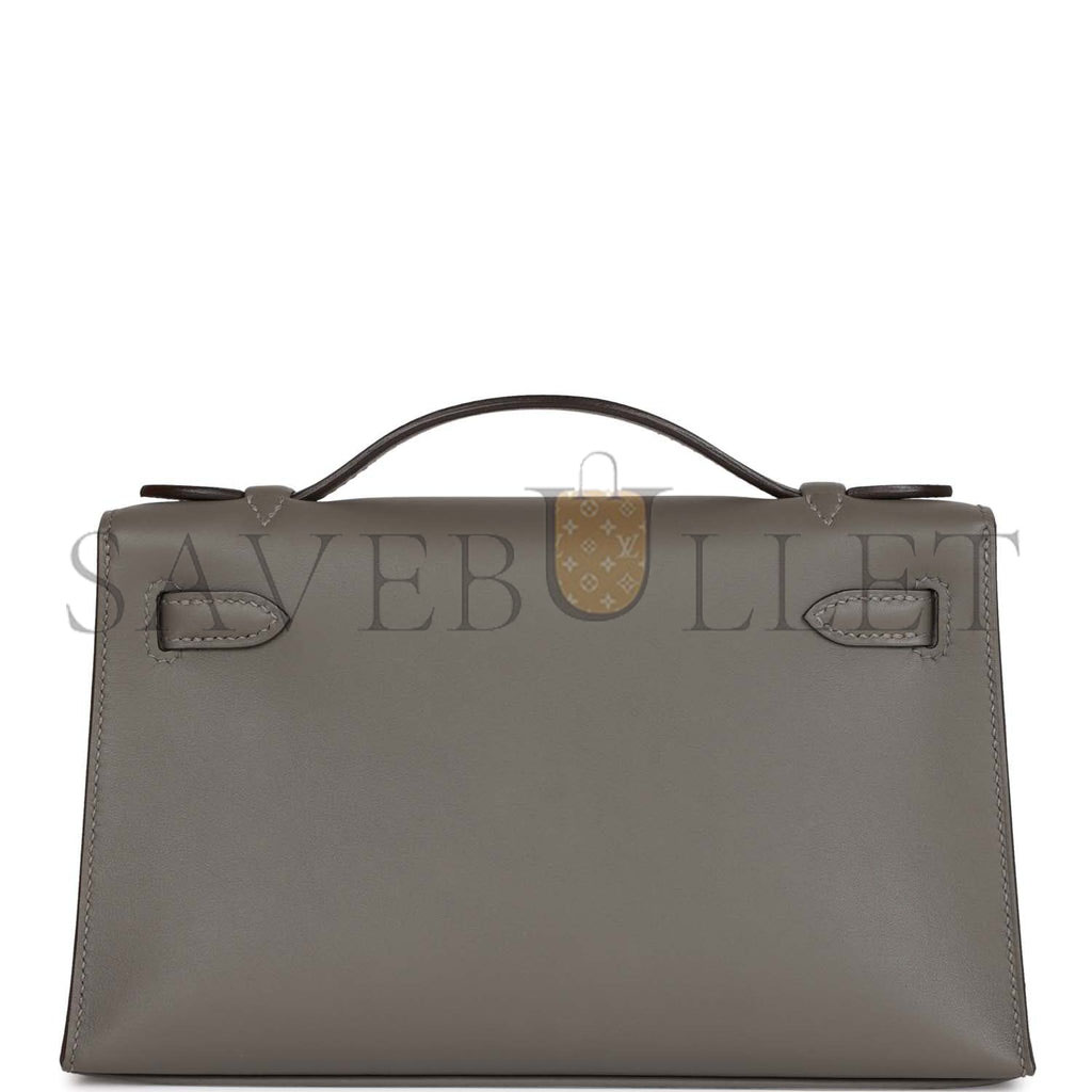 H**mes mini kelly pochette gris meyer swift gold hardware (22*14*7cm)