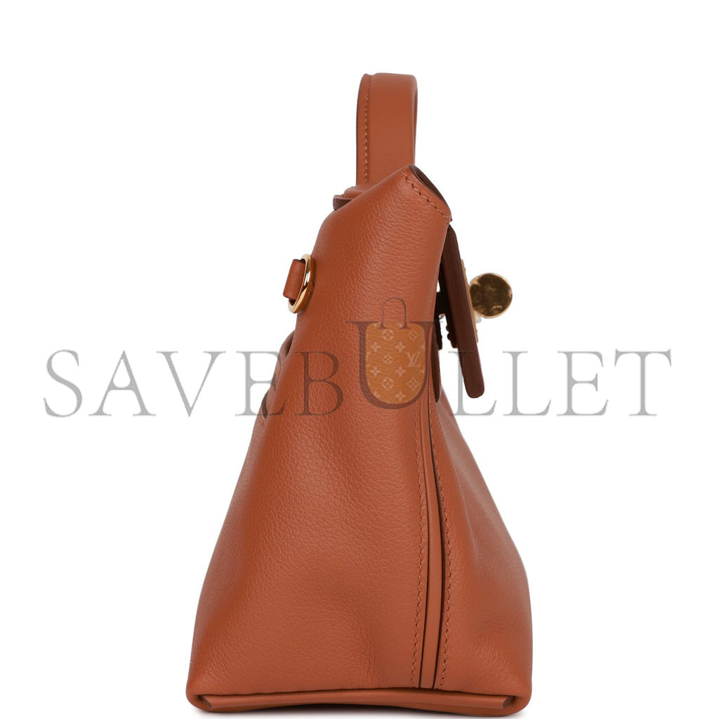 H**mes mini 2424 bag gold evercolor and swift gold hardware (23*16*11cm)