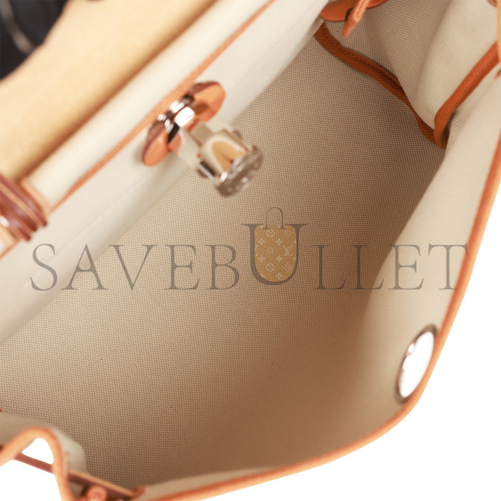 H**mes herbag zip pm 31 beton toile h berline vache naturel hunter palladium hardware(30*27*11cm)